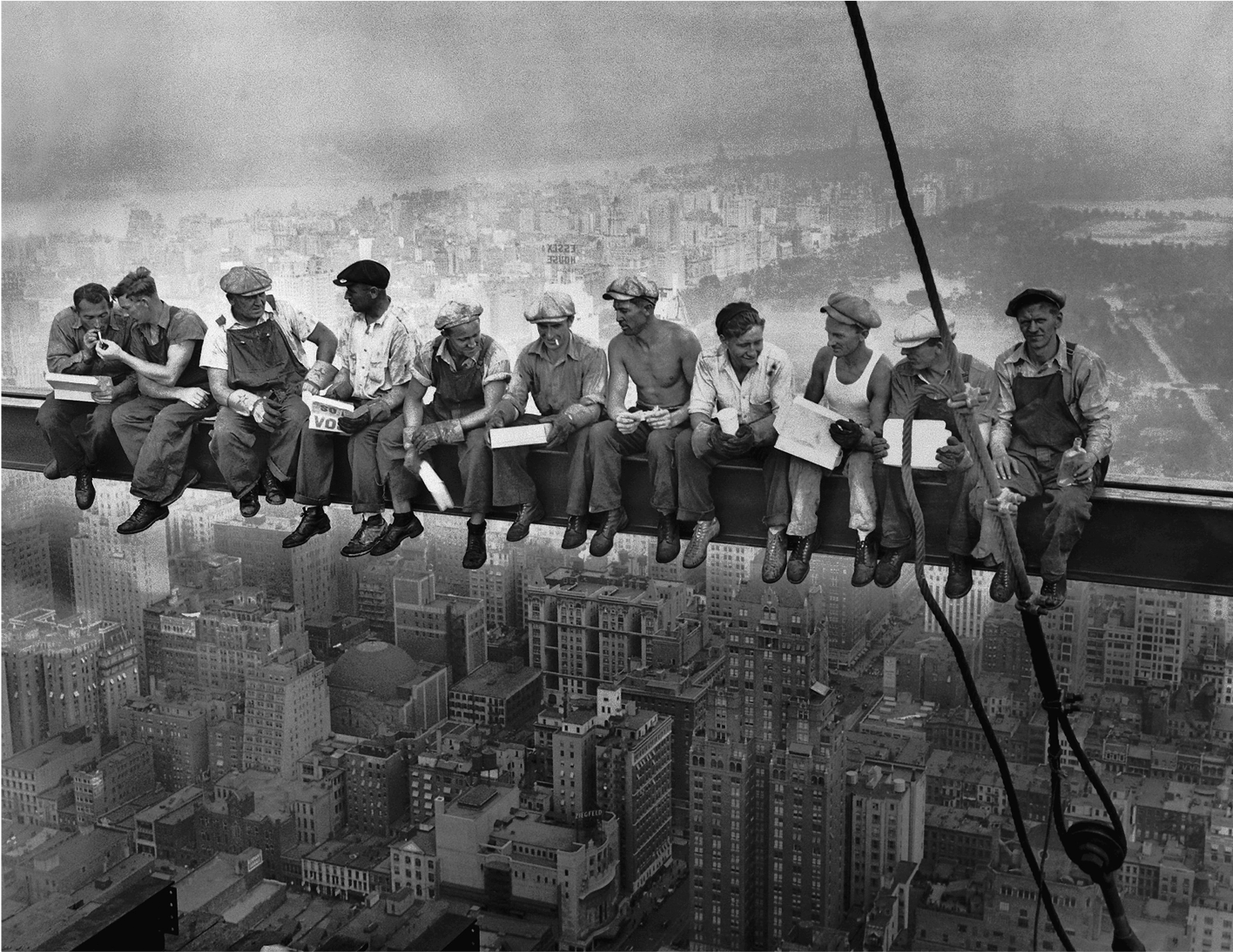 Workers on a beam